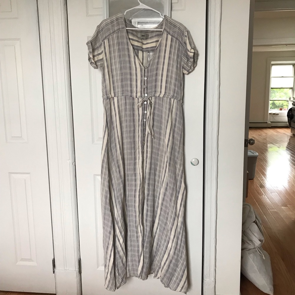 ASOS Stripe Maxi Dress in Natural Fibre